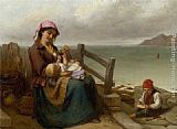 Famous Seaside Paintings - Mother and Child by the Seaside